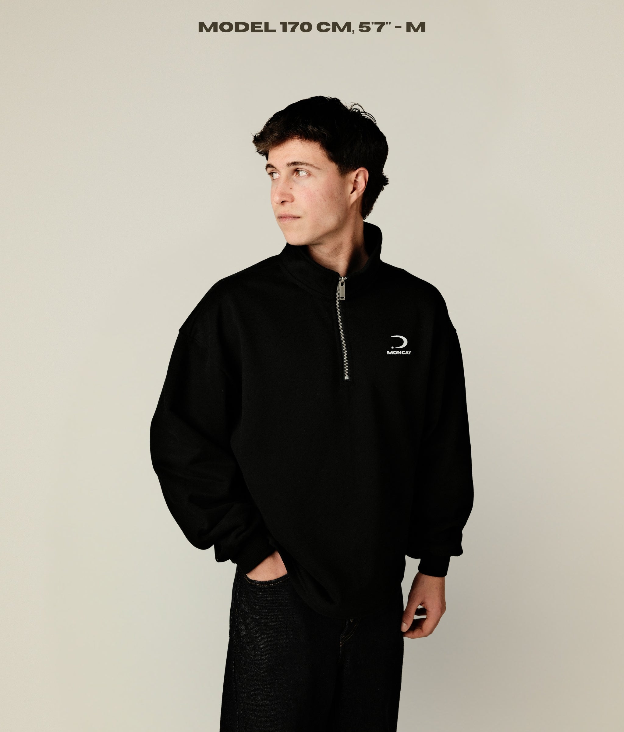 TIMELESS BLACK HALF ZIP