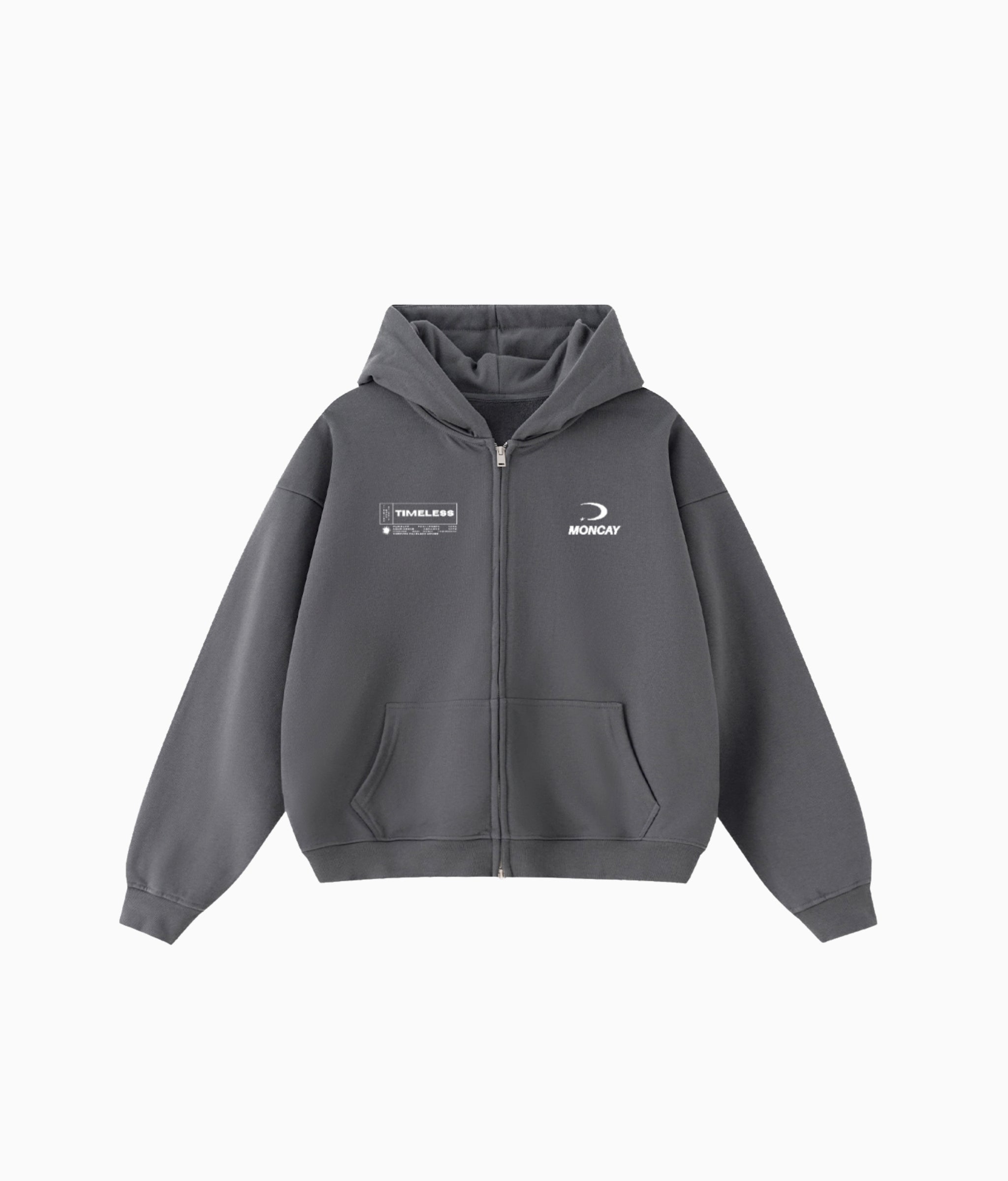 TIMELESS CHARCOAL GREY FULL ZIP HOODIE
