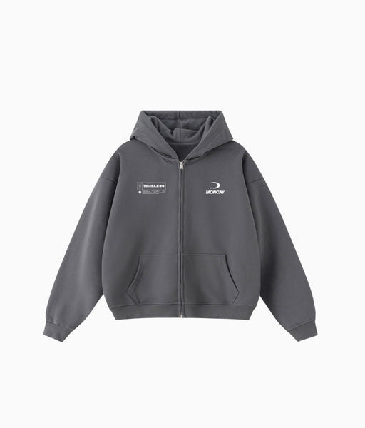 【新品】DOUBLE ZIP HOODIE CHARCOAL GRAY(M) TIMELESS CHARCOAL GREY FULL ZIP HOODIE – MONCAY