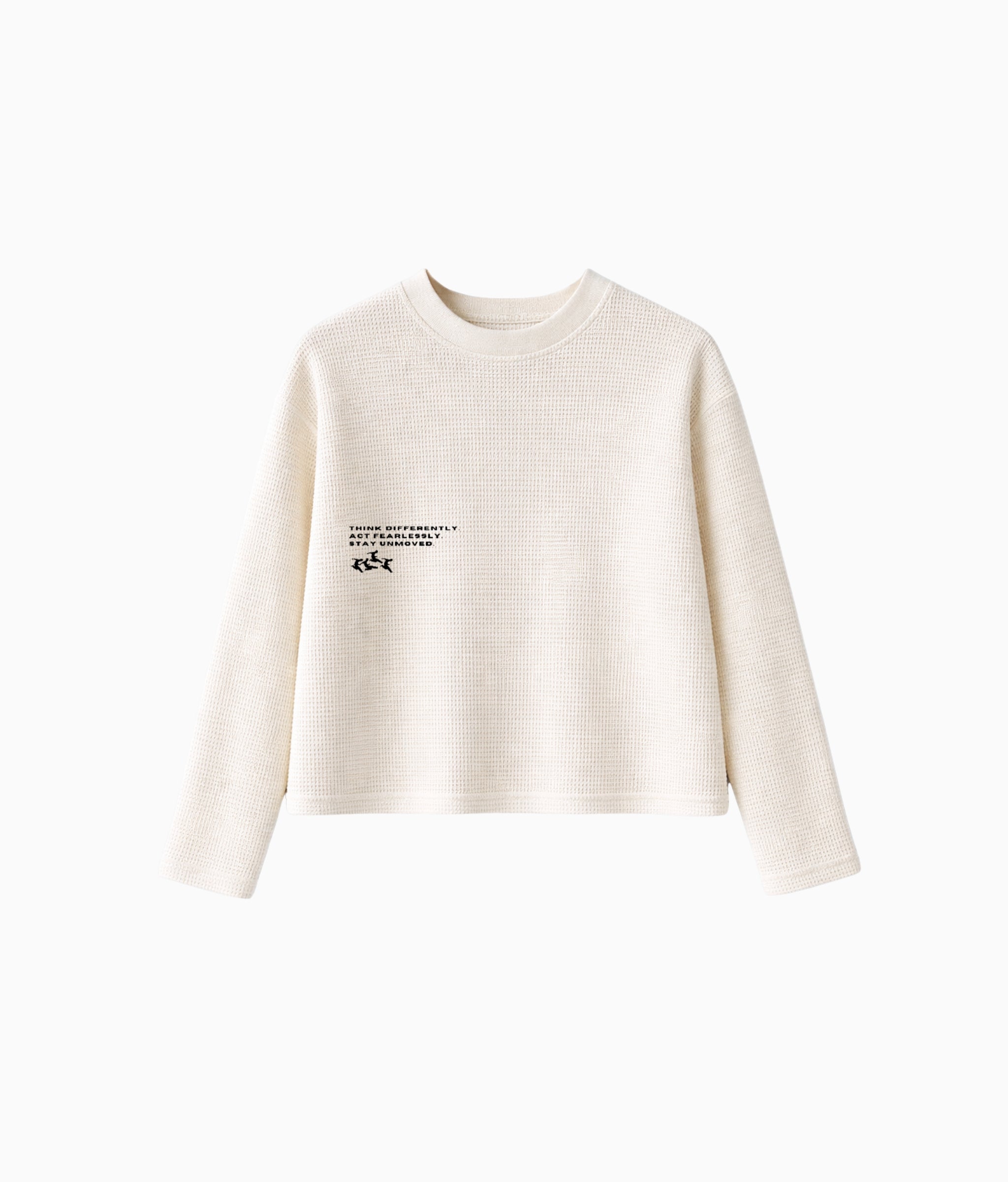 UNCHANGED ECRU WAFFLE KNIT LONG SLEEVE
