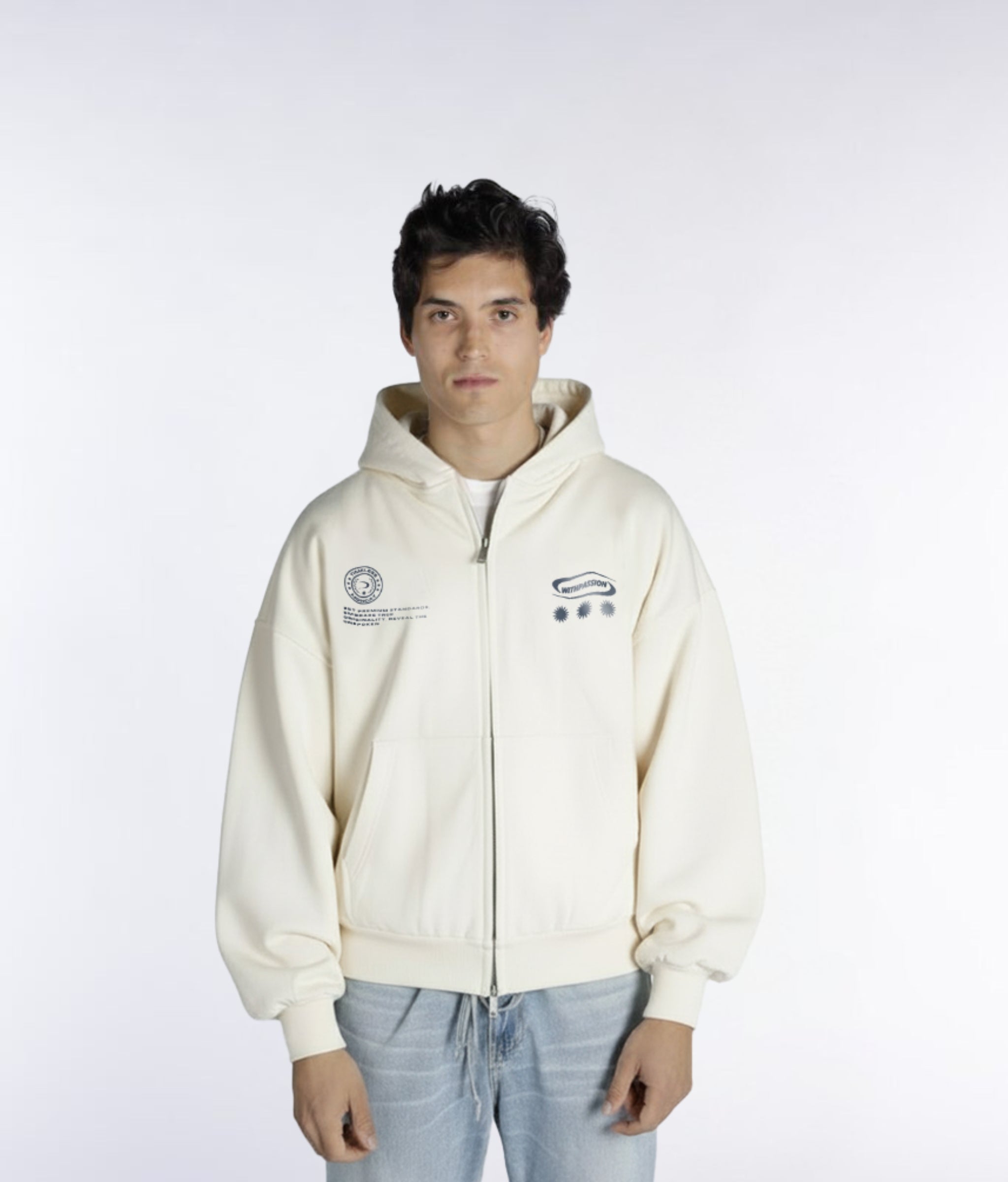 TIMELESS ECRU FULL ZIP HOODIE