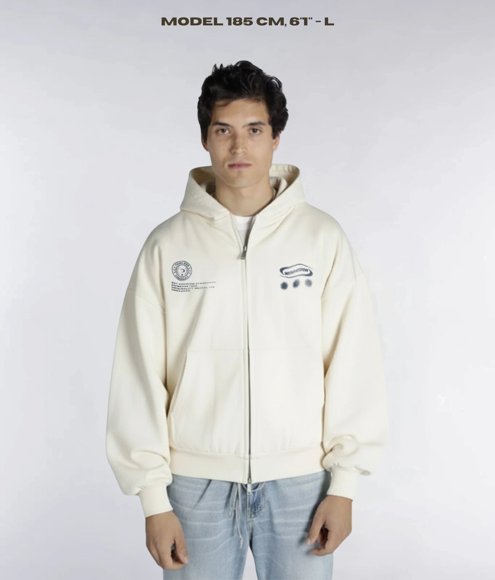 TIMELESS ECRU FULL ZIP HOODIE