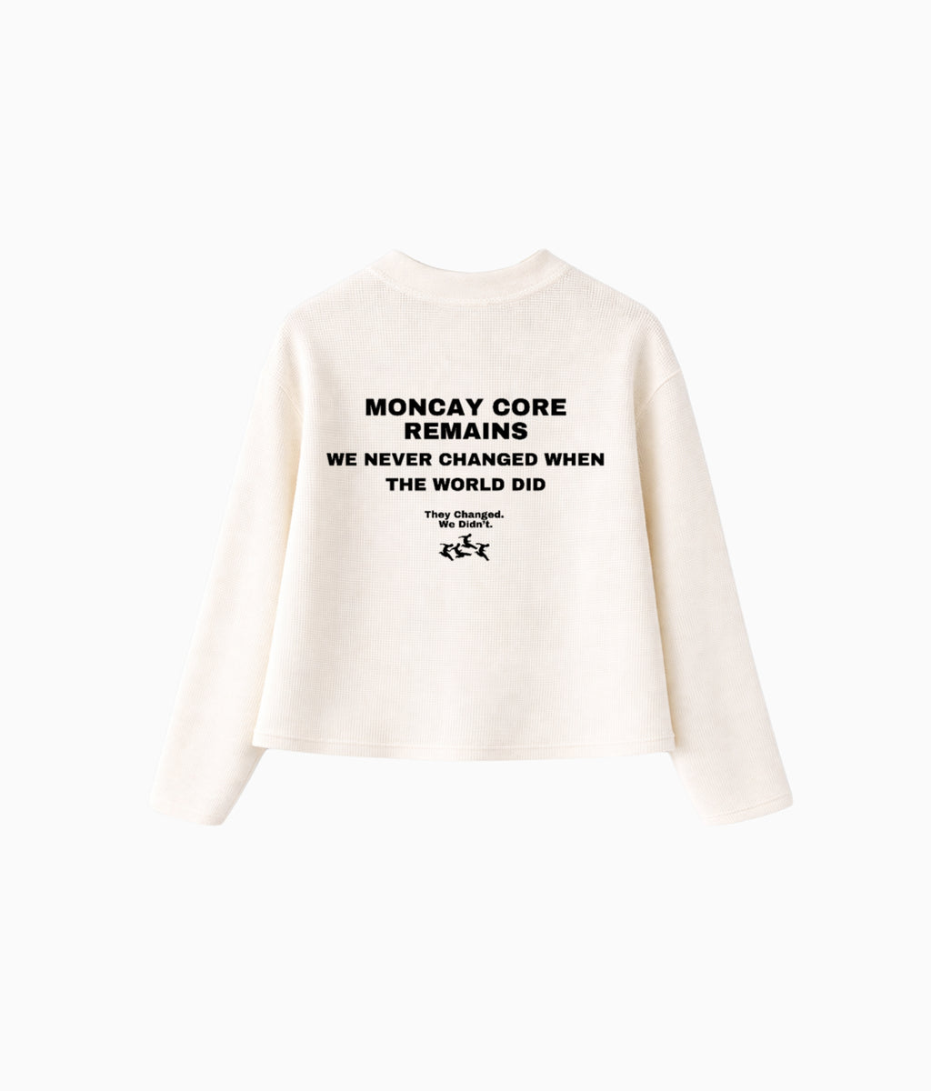 UNCHANGED ECRU WAFFLE KNIT LONG SLEEVE