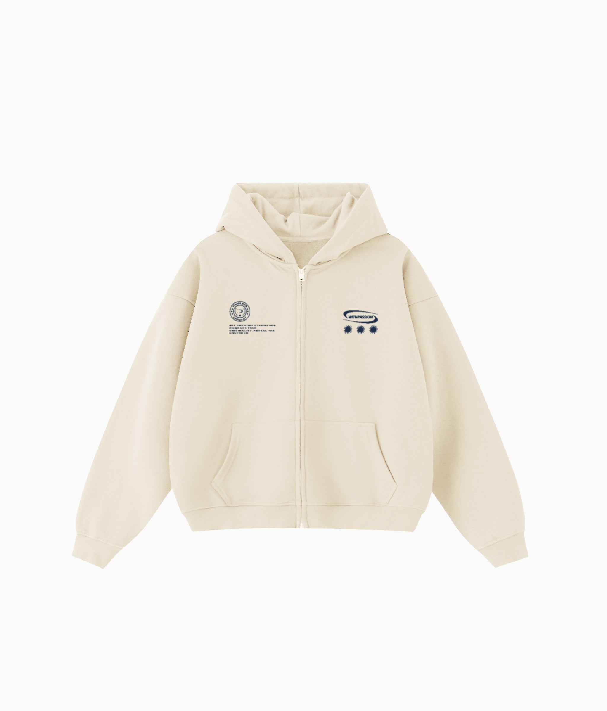 TIMELESS ECRU FULL ZIP HOODIE