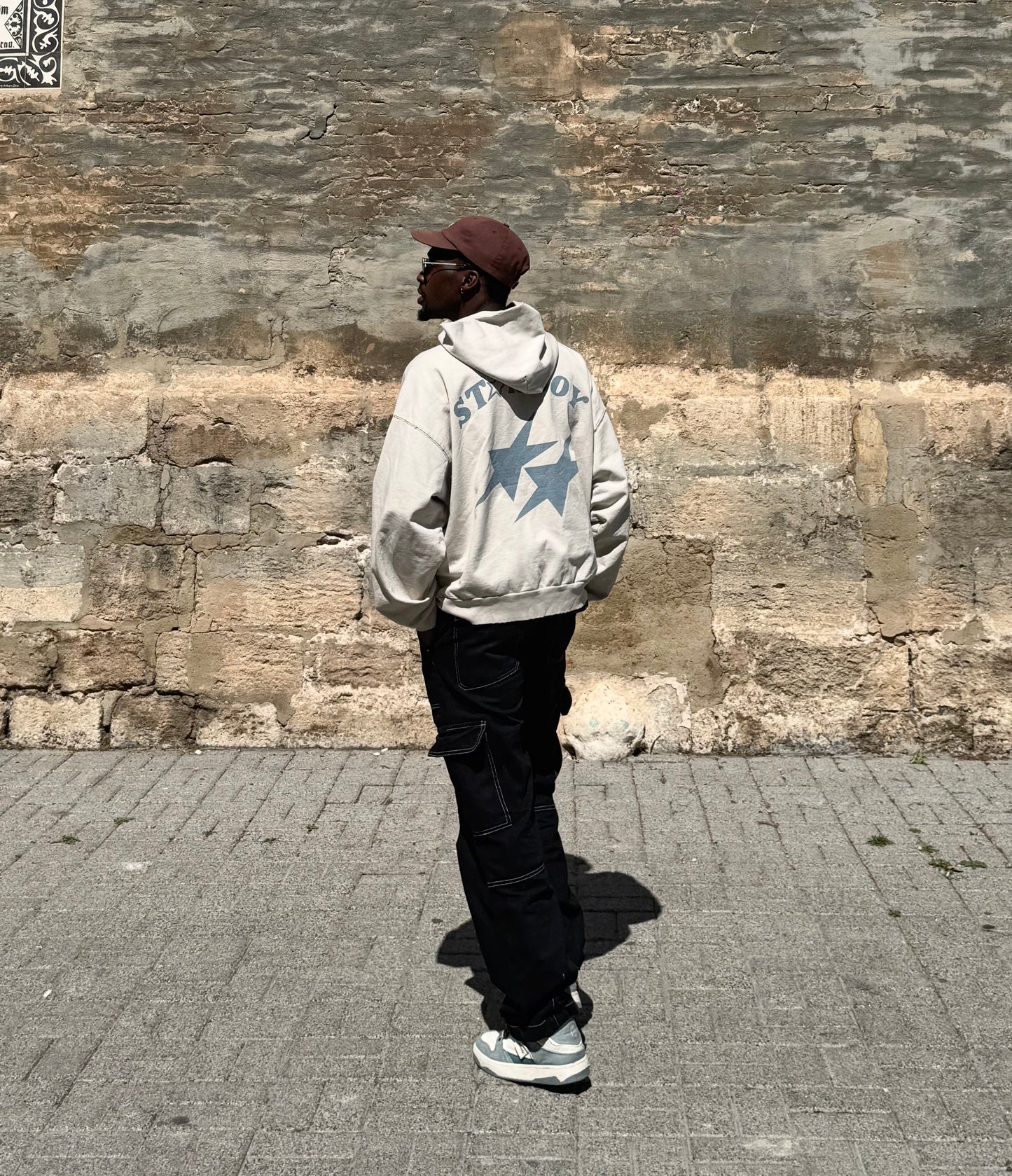 STARBOY II SUN FADED LIGHT BEIGE HOODIE